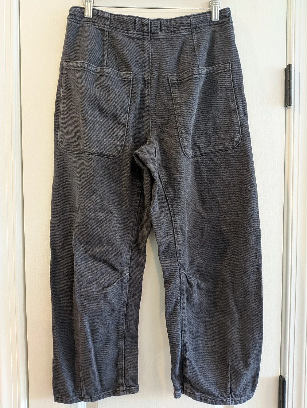 Free People We the Free Osaka Mid-Rise Barrel Jeans Baggy Pants Black Size 26